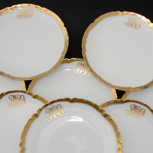 Fine Set of 10 Antique French Haviland Limoges Plates, 7.5" Salad or Dessert Set, Gold
