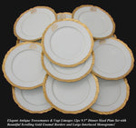 Elegant set of 12 Gold Enamel Rim, Monogram Dinner Plates, 19th C.T&V Limoges France 9.5"