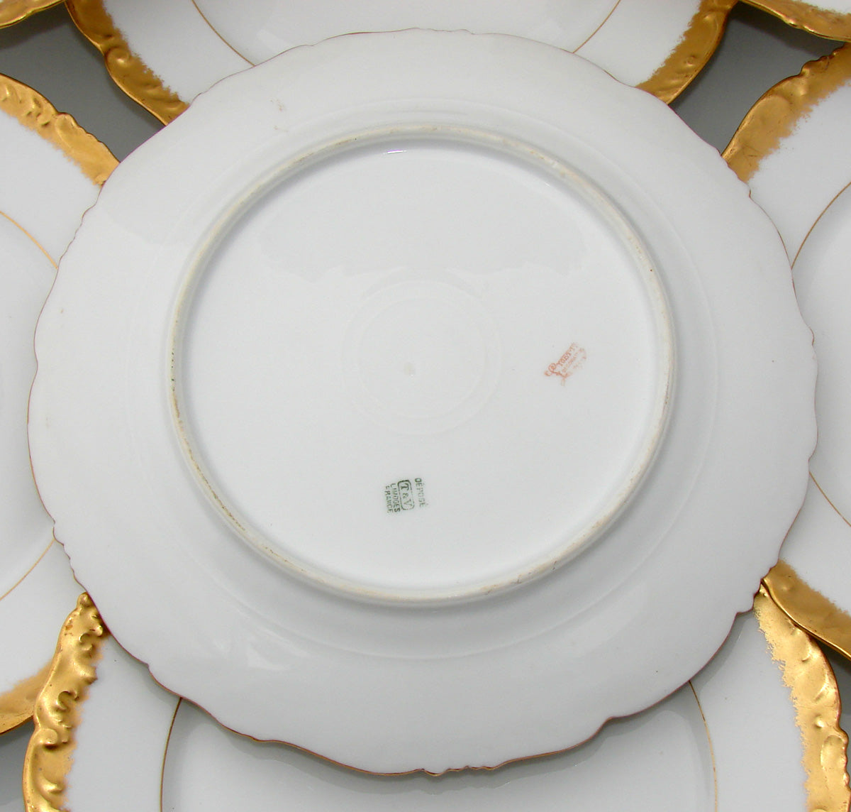 Elegant set of 12 Gold Enamel Rim, Monogram Dinner Plates, 19th C.T&V Limoges France 9.5"