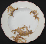 Antique Haviland French 6pc Set of 9" Soup Bowls, Hand Painted Raised Gold Flowers,