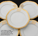 Set of 6 Antique Dessert Plates 6pc, 7 3/4" Gold Enamel and Elegant Monogram Bavari-)*++++++++++++