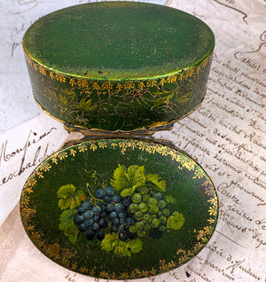 Antique 18th - 19th Century French Table Snuff Box, Vernis Martin Hand Painted Wood