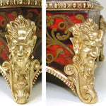 Antique Napoleon III Boulle Inlay 12" Double Inkwell, Figural Inlay, Bronze Feet & Appliques