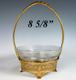 Charming Antique French Ormolu Basket with Cut Crystal Bowl, Flower or Bonbon Vase