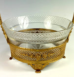 Charming Antique French Ormolu Basket with Cut Crystal Bowl, Flower or Bonbon Vase