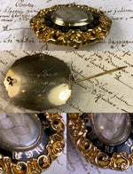 Fine Antique Victorian Era Mourning Brooch, 14k Large, Engraved Dedication & Hair