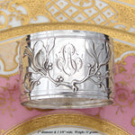 Lovely Antique French Art Nouveau Sterling Silver Napkin Ring, Sinuous Floral Decoration