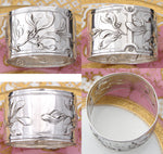 Lovely Antique French Art Nouveau Sterling Silver Napkin Ring, Sinuous Floral Decoration