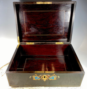 Large 12 3/4" x 9 1/4" Antique French Napoleon III Boulle Chest, Box, Coffret, Casket