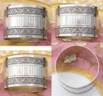 Fab Antique French Sterling Silver 2" Napkin Ring, Laurel Garland & Ribbon Bands