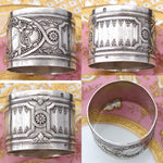 Antique French Sterling Silver Napkin Ring, Ornate Floral & Foliage Decoration, "Fernand" Inscription