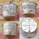 Fab Antique French Passe-Thé or Tea Pot Strainer, Bucket Shape with Foliate Decoration