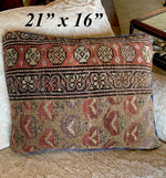 Antique Woven Kilim or Rug-like Tapestry Panel Made into 21" x 16" Sofa or Throw Pillow