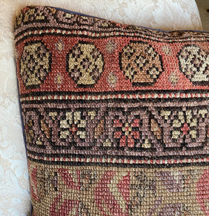 Antique Woven Kilim or Rug-like Tapestry Panel Made into 21" x 16" Sofa or Throw Pillow