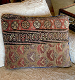 Antique Woven Kilim or Rug-like Tapestry Panel Made into 21" x 16" Sofa or Throw Pillow