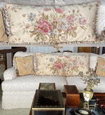 HUGE Antique French Aubusson Tapestry Made up as 43" x 21.5" Sofa or Bed Pillow, Bolster