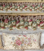 HUGE Antique French Aubusson Tapestry Made up as 43" x 21.5" Sofa or Bed Pillow, Bolster