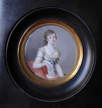 Masterpiece Antique French Portrait Miniature, Beautiful Young Woman, 3/4 Pose, Fine Detail