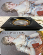 Masterpiece Antique French Portrait Miniature, Beautiful Young Woman, 3/4 Pose, Fine Detail