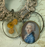 Fine 18th Century French Portrait Miniature in Silver Locket, outer Cast Silver Ornate Frame