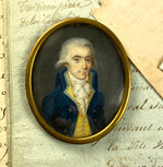 Fine Antique French 18th Century Portrait Miniature, Louis XV to XVI Era, Yellow Vest