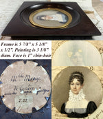 Antique Swiss or French Empire to c.1820 Portrait Miniature, a Beauty with Seed Pearl Tiara