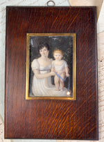 Fine Antique French Empire Portrait Miniature, Countess de Montenay and Baby Son, Child, 1815