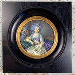 Antique Grand Tour Souvenir French Portrait Miniature, Signed Alexis Douillard (1835-1905)