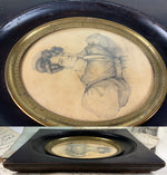 Elegant Antique French c.1829 Artist Signed Drawing Portrait Miniature of a Stylish Woman