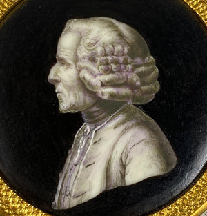 Antique French Portrait Miniature, Oil Painting on Copper Plaque, Enamel, Mirabeau