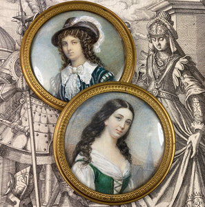 Superb Pair (2) of Bohemian or German Portrait Miniatures, Young Couple or Brother Sister