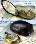 Fine Antique Victorian Portrait Miniature of a Child, 9k Locket, 18k Bale, In Original Box