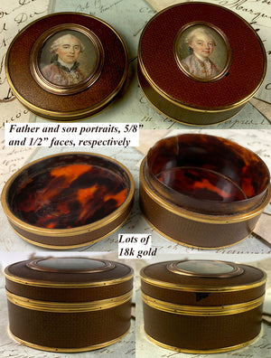 Rare 18th Century 18k French Double Portrait Miniature Snuff Box, Vernis Martin