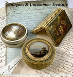 Superb 18th Century French Snuff Box, 12k Gold Mat, Silver Pique, Ivory, Eglomise Seascape Painting