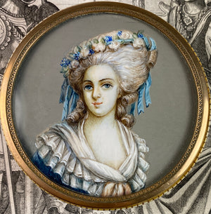 Antique French Grand Tour Snuff or Patch, Powder Box, Miss Elizabeth Portrait Miniature, Vernis Martin