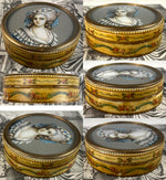 Antique French Grand Tour Snuff or Patch, Powder Box, Miss Elizabeth Portrait Miniature, Vernis Martin