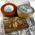 Antique French Grand Tour Snuff or Patch, Powder Box, Miss Elizabeth Portrait Miniature, Vernis Martin