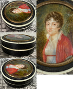 Fine Antique 18th Century Portrait Miniature Snuff or Patch Box, Landscape Portrait, Late 1700s