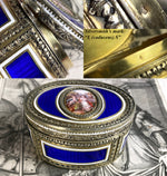 Fine 19th Century French Kiln-fired Enamel & Sterling Silver Vermeil Portrait Miniature Snuff Box