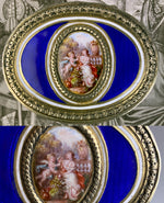 Fine 19th Century French Kiln-fired Enamel & Sterling Silver Vermeil Portrait Miniature Snuff Box