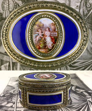 Fine 19th Century French Kiln-fired Enamel & Sterling Silver Vermeil Portrait Miniature Snuff Box