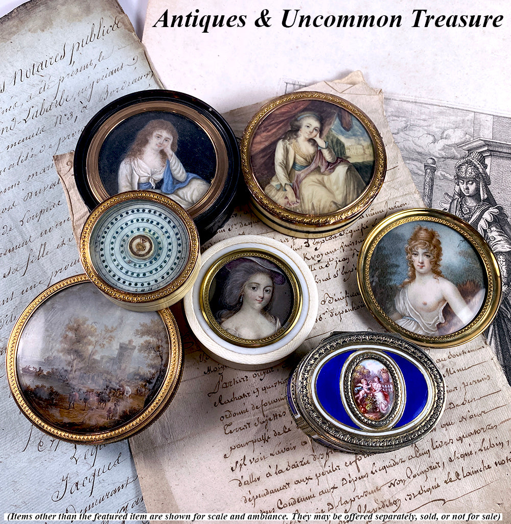 Fine 19th Century French Kiln-fired Enamel & Sterling Silver Vermeil Portrait Miniature Snuff Box