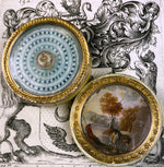 RARE Antique French 18th c 18k Ivory Landscape Painting Miniature Snuff or Patch Box, Also a Game