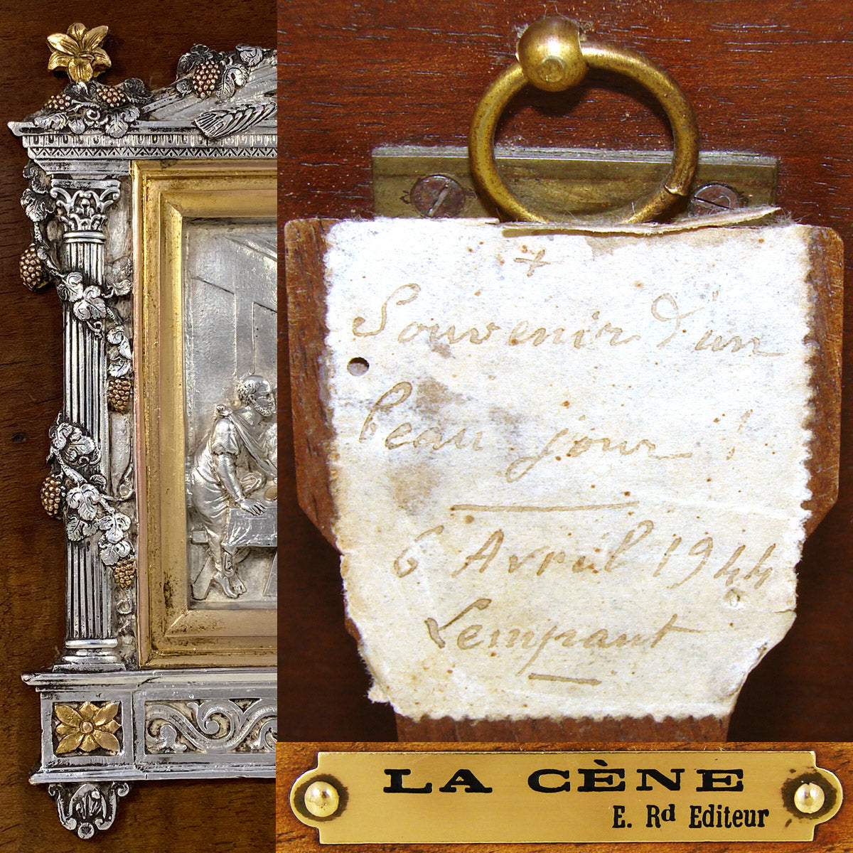 Antique to Vint. French 10" Figural Plaque, DaVinci's "La Cene" or The Last Supper