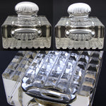 Rare Massive Antique Continental Silver & Cut Crystal "Paperweight" Style Inkwell