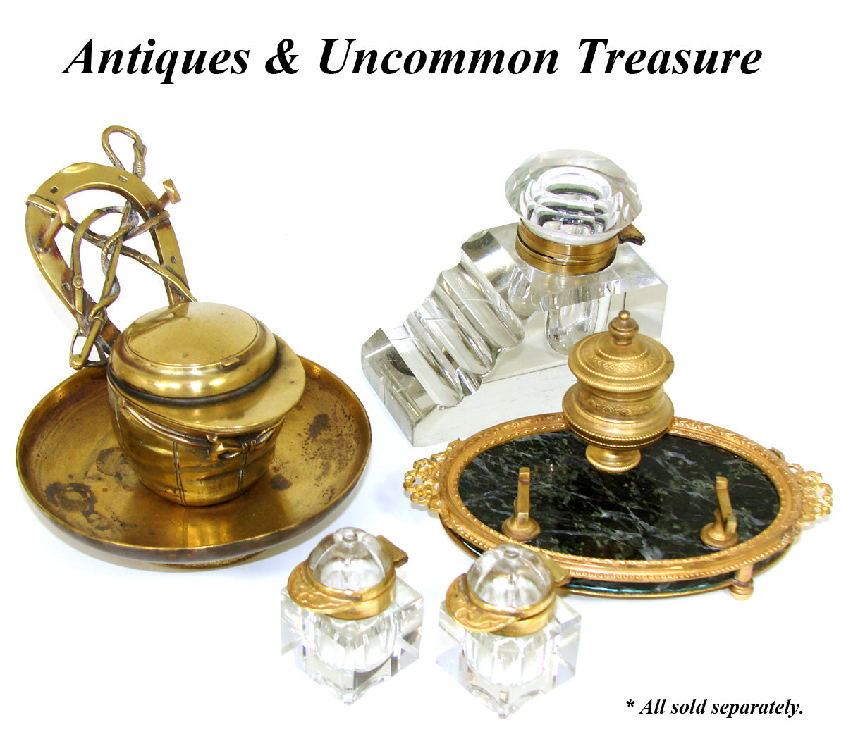 Antique Victorian Bronze Desk Top Inkwell or Inkstand, a Riding or Jockey's Cap with Horseshoe