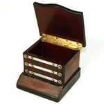 Rare Antique French Napoleon III Era Match Holder Box, Casket, Burl & Mother of Pearl