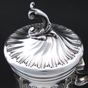 Antique French Sterling Silver Coffee or Tea Pot, Rococo Style Spiral Fluted Body