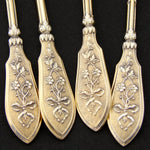 Antique French Sterling Silver "Vermeil" 5pc Hors d'Oeuvre Serving Set, Horns or Musical Instruments