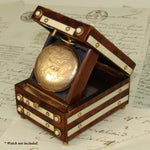 Rare Antique French Napoleon III Era Burled Wood Pocket Watch Display Box, Casket